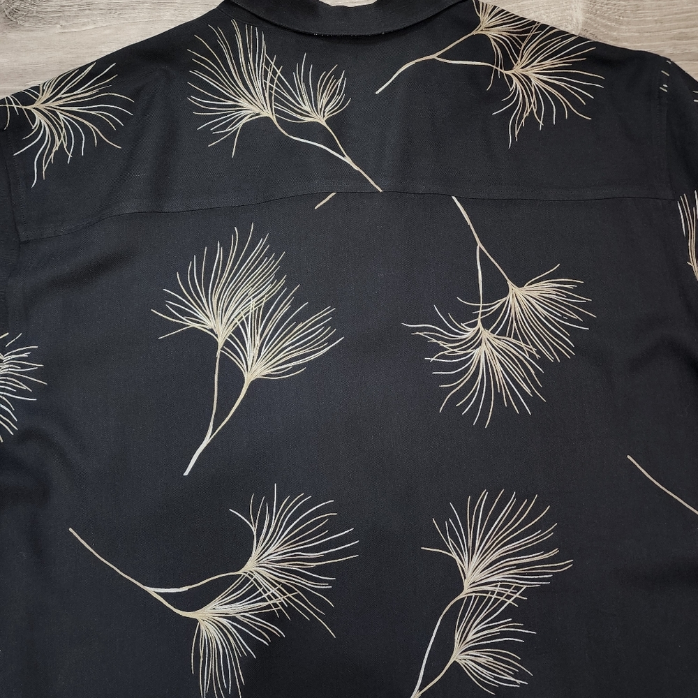 WFF 100% Silk Black Button Down Men's Short Sleeve Shirt XXL - Picture 6 of 7